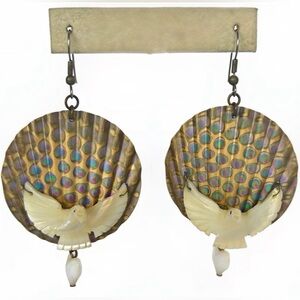 Vintage Mother of Pearl and Abalone Dove Earrings